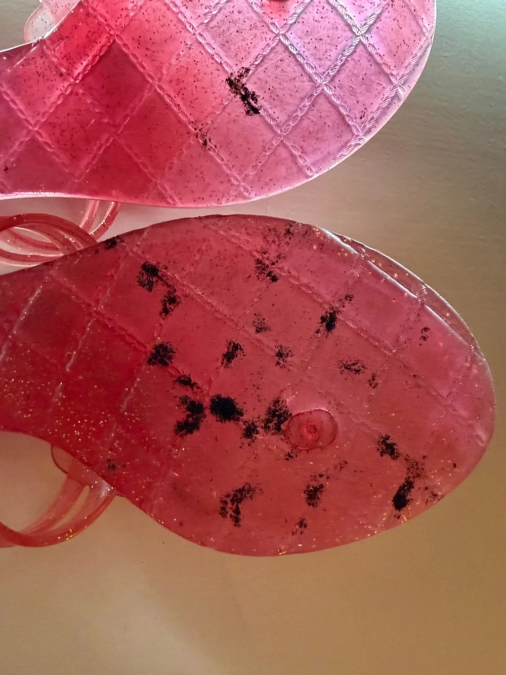 CHANEL Pink Jelly Camellia Slide Sandals with Gold CC Accents